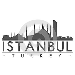 Istanbul Skyline Silhouette Design City Vector Art