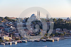Istanbul skyline, Turkey. Awesome view of the Suleymaniye Mosque across the Golden Horn.