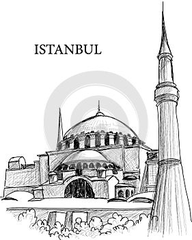 Istanbul St. Sophia cathedral sketch photo