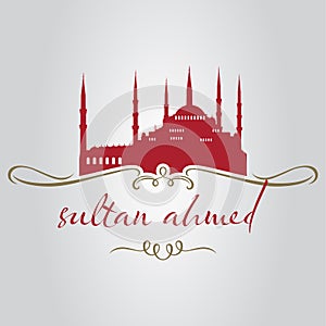 istanbul sultan ahmed mosque logo, icon and symbol vector illustration photo