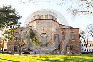 Istanbul, Turkey - 04.03.2019: Hagia Irene church Aya Irini in the park of Topkapi Palace in Istanbul, Turkey