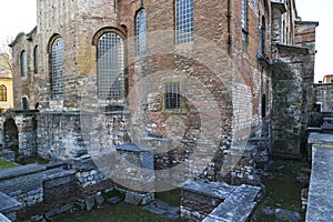 Istanbul, Turkey - 04.03.2019: Hagia Irene church Aya Irini in the park of Topkapi Palace in Istanbul, Turkey