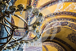 ISTANBUL TURKEY: April 10, 2016. Interior of the Hagia Sophia Ayasofya in Istanbul, Turkey - architectural fragment.