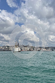 .citylines ferry and istanbul view from the Eminonu pier of Istanbul