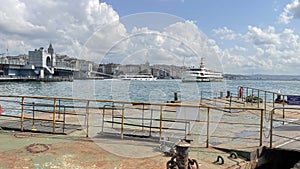 .citylines ferry and istanbul view from the Eminonu pier of Istanbul