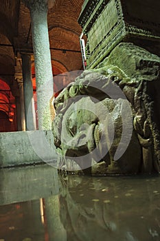 Istanbul, Turkey - Basilica Cistern, Sunken Palace, Medusa Head