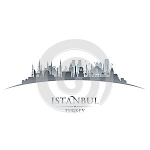 Istanbul Turkey city skyline silhouette white background photo