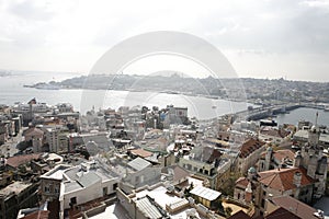 Istanbul Turkey Cityscape with the Galata Bridge and Golden Horn