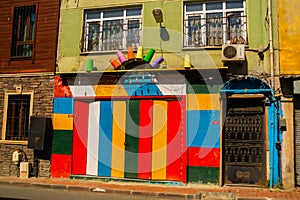 ISTANBUL, TURKEY: Colorful old buildings on a street in the Fatih district of Istanbul's old city