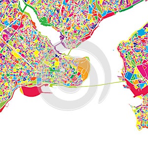 Istanbul, Turkey, colorful vector map