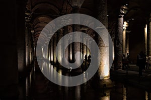 The Basilica Cistern, or Yerebatan Sarayi, is the ancient underground water reservoir beneath Istanbul, Turkey photo