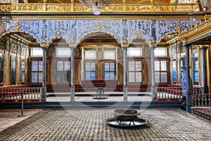 Istanbul, Turkey, 05/22/2019: Council room of the Sultan in the Topkapi Palace. Rich interior decoration