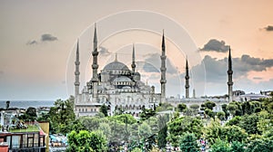 Istanbul, Turkey - February 9, 2013: Blue Mosque Sultanahmet Cami in Sultanahmet, Istanbul, Turkey