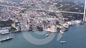 Istanbul, Turkey. Istanbul Canal, Grand Mecidiye Mosque, Bosphoros canal