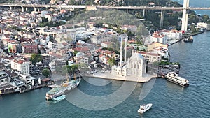 Istanbul, Turkey. Istanbul Canal, Grand Mecidiye Mosque, Bosphoros canal