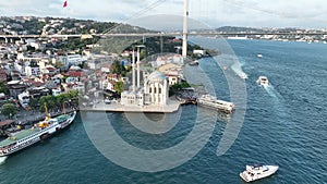 Istanbul, Turkey. Istanbul Canal, Grand Mecidiye Mosque, Bosphoros canal