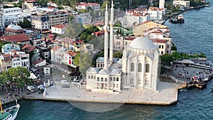 Istanbul, Turkey. Istanbul Canal, Grand Mecidiye Mosque, Bosphoros canal