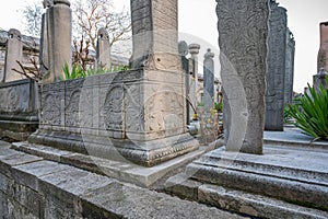 ISTANBUL TURKEY-January 2022: Necropolis on the territory of Suleymaniye mosque