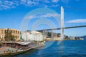 Bosporus Bridge, Esma Sultan Mansion, and Beltash Cafe, Ortakoy, Istanbul, Turkey