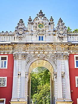 Imperial Gate of the Dolmabahce Palace. Besiktas district, Istanbul, Turkey.