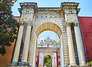 Imperial Gate of the Dolmabahce Palace. Besiktas district, Istanbul, Turkey.