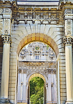 Imperial Gate of the Dolmabahce Palace. Besiktas district, Istanbul, Turkey.