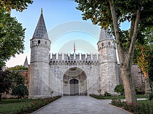 Istanbul, Turkey - June 23, 2015: The entrance of the Topkapi Palace, Gate of Salutations, Topkapi Palace