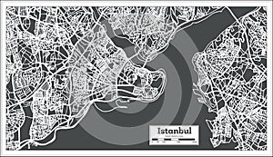 Istanbul Turkey Map in Retro Style.