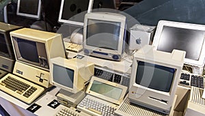 Istanbul, Turkey, 23 March 2019: Apple Macintosh Classic Personal computer Old original computer with keyboard on