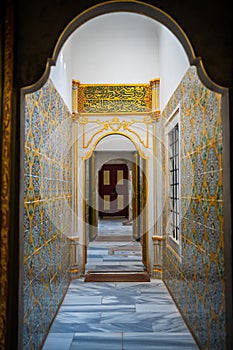 Istanbul, Turkey - May 28, 2022: Interior of Topkapi Palace, detail and decoration of the castle, Istanbul, Turkey