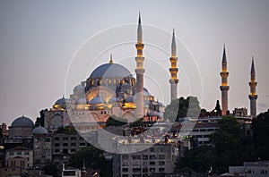 Istanbul, Turkey, Middle East, Suleymaniye mosque, minaret, Golden Horn, Bosphorus, skyline, Suleiman the Magnificent