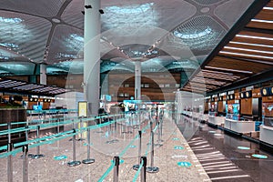 Istanbul Airport departure hall architecture,  Istanbul, Turkey.