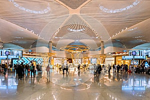 Istanbul Airport departure hall architecture,  Istanbul, Turkey.