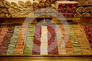 Istanbul, November 29-2022, Kapali Carsi Grand Bazaar images, Turkish sweets and spices photo