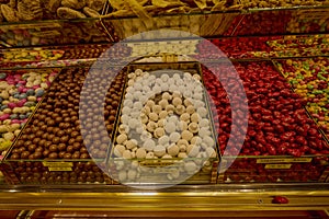 Istanbul, November 29-2022, Kapali Carsi Grand Bazaar images, Turkish sweets and spices photo