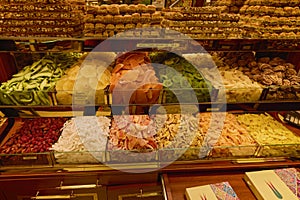 Istanbul, November 29-2022, Kapali Carsi Grand Bazaar images, Turkish sweets and spices photo