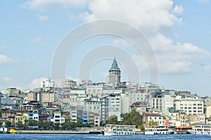 Istanbul, Turkey - October 18, 2019. Landscape of Karakoy Istanbul with  Galata Tower