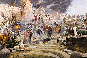 Elements of the panorama of the fall of Constantinople in 1453.