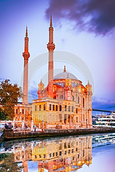 Istanbul, Turkey. Ortakoy Mosque located on the Bosphorus