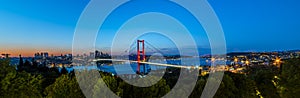 ISTANBUL, TURKEY. Panoramic view of Istanbul Bosphorus on sunset.