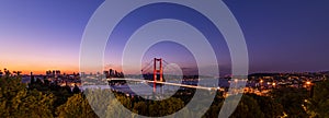 ISTANBUL, TURKEY. Panoramic view of Istanbul Bosphorus on sunset.