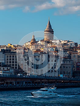 ISTANBUL, TURKEY - SEPTEMBER 21, 2019: Istanbul, view of the Golden horn Bay and Galata tower