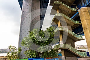 Istanbul, Turkey, Underside and steps of the Halic  Bridge or Golden Horn Bridge