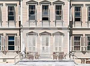 Istanbul / Turkey  Wooden mansion detail at Bosporus Strait in Istanbul Turkey a  bright summer day