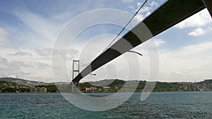 Istanbul view, Bosphorus Bridge photo taken just under it, Bogazici, BoÃÅ¸aziÃÂ§i KÃÂ¶prÃÂ¼sÃÂ¼, connecting Europe to Asia photo