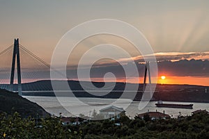 Istanbul Yavuz Sultan Selim Bridge sunset