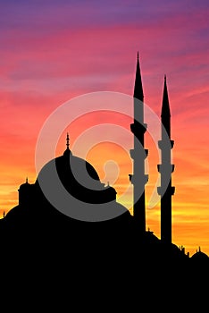 Istanbul Yeni mosque sunset