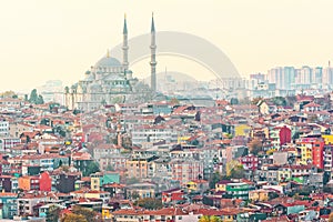 Istanbuls dense residential area with the Suleymaniye Mosque