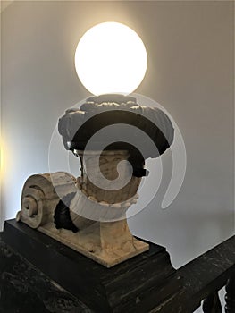 The Istituto Nazionale di Ricerca Metrologica INRIM in Turin city, Italy. Art, architecture, stairway and lamp photo