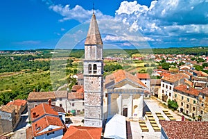 Istria. Town of Visnjan on green istrian hill aerial view